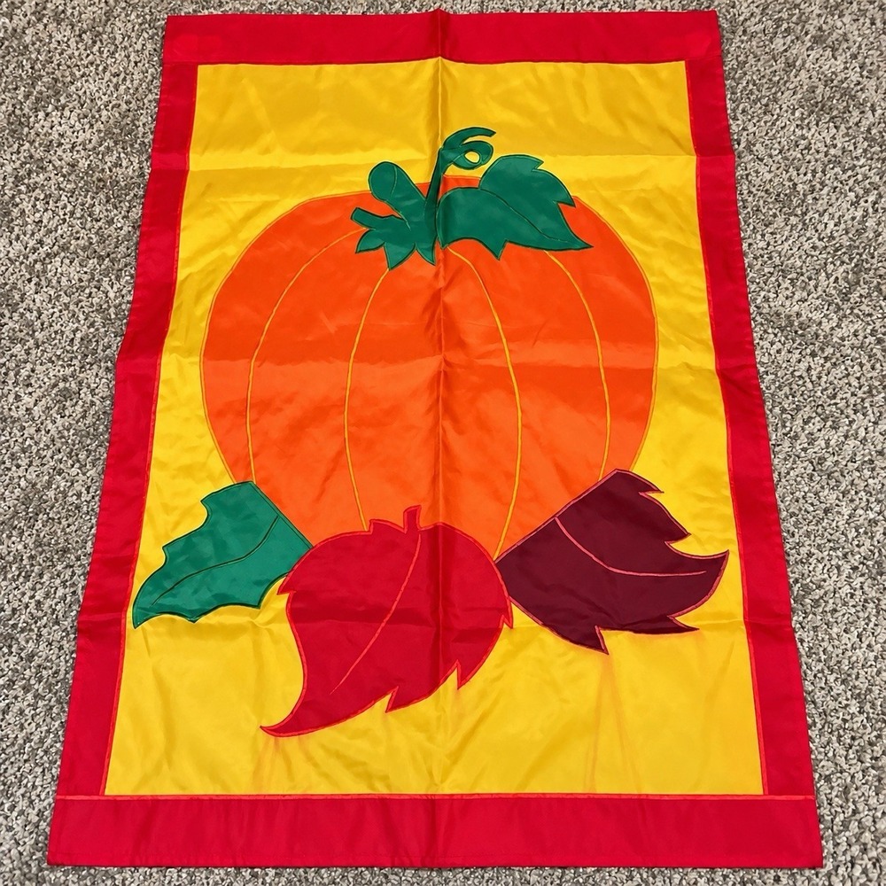 Large Fall Pumpkin House Flag 28x43 Autumn Leaves Outdoor Porch Banner